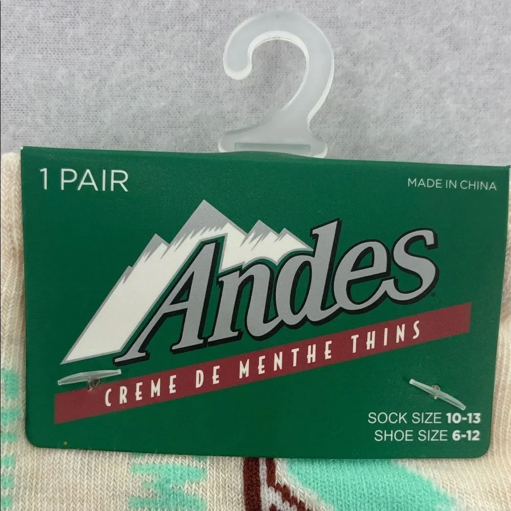 Andres Chocolate Mint Funny Cream Socks One Size 10-13